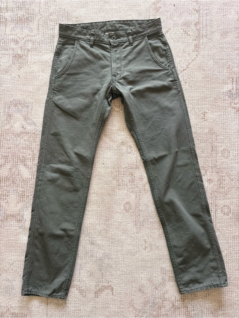 Railcar Fine Goods Slim Straight Olive/Gray Pants